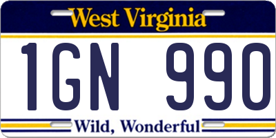 WV license plate 1GN990
