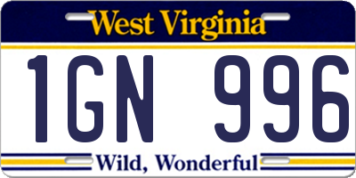WV license plate 1GN996