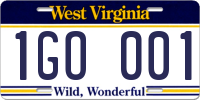 WV license plate 1GO001