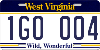 WV license plate 1GO004