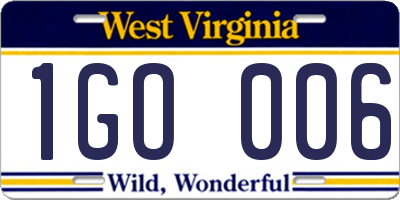 WV license plate 1GO006