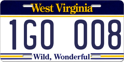 WV license plate 1GO008