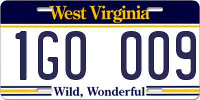 WV license plate 1GO009