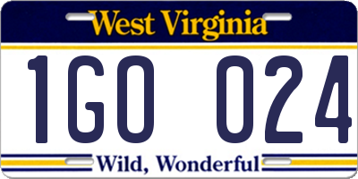 WV license plate 1GO024