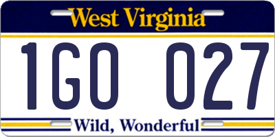 WV license plate 1GO027
