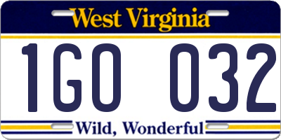 WV license plate 1GO032