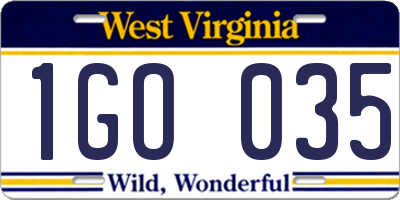 WV license plate 1GO035