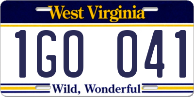 WV license plate 1GO041