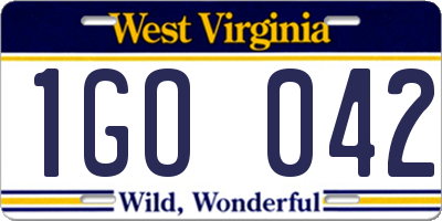 WV license plate 1GO042