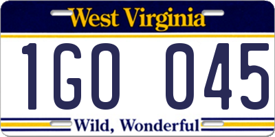 WV license plate 1GO045