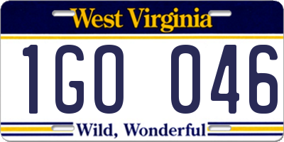 WV license plate 1GO046