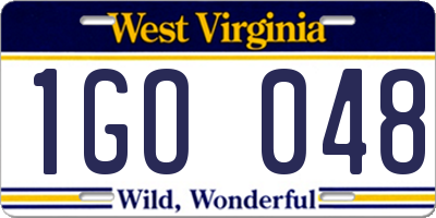 WV license plate 1GO048