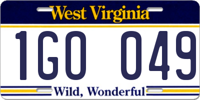 WV license plate 1GO049