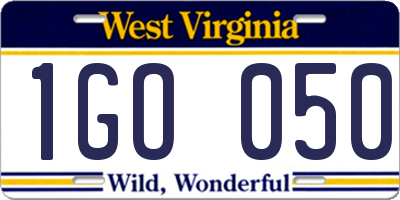WV license plate 1GO050