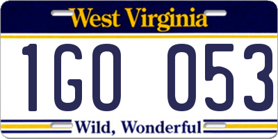 WV license plate 1GO053