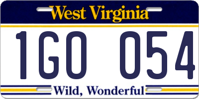 WV license plate 1GO054
