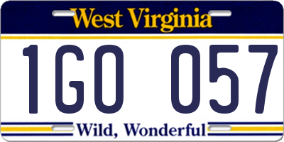 WV license plate 1GO057