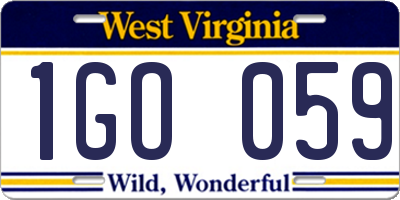 WV license plate 1GO059