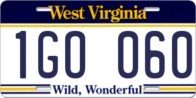 WV license plate 1GO060
