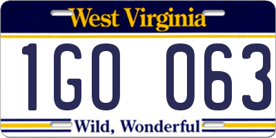 WV license plate 1GO063