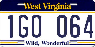 WV license plate 1GO064