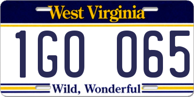 WV license plate 1GO065