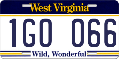 WV license plate 1GO066