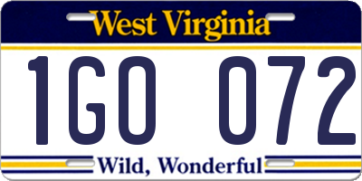 WV license plate 1GO072