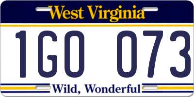 WV license plate 1GO073