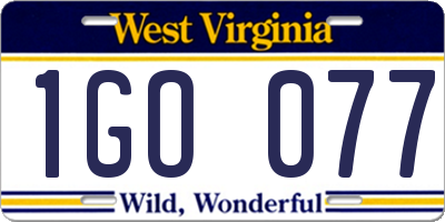 WV license plate 1GO077