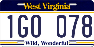 WV license plate 1GO078