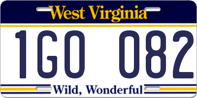 WV license plate 1GO082