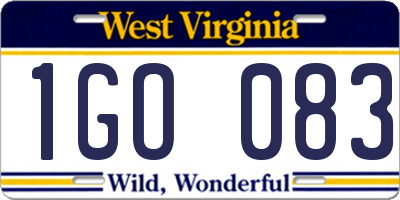 WV license plate 1GO083