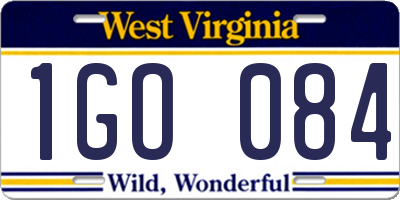 WV license plate 1GO084
