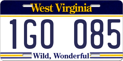 WV license plate 1GO085