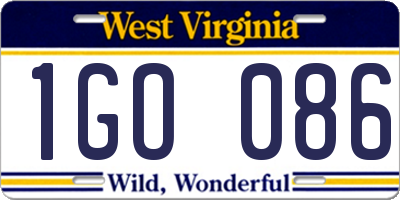 WV license plate 1GO086