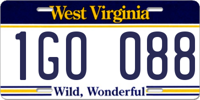 WV license plate 1GO088