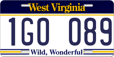 WV license plate 1GO089