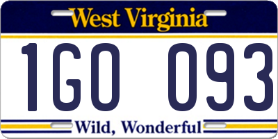 WV license plate 1GO093