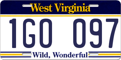 WV license plate 1GO097