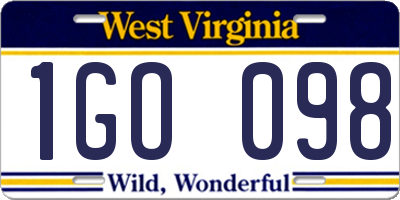 WV license plate 1GO098
