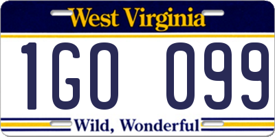 WV license plate 1GO099