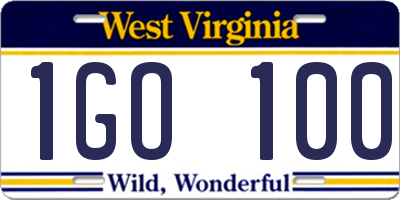 WV license plate 1GO100