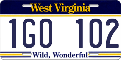 WV license plate 1GO102