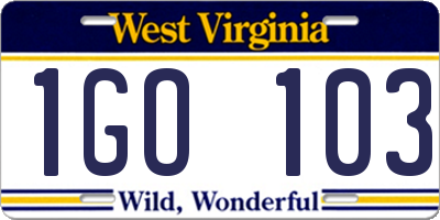 WV license plate 1GO103