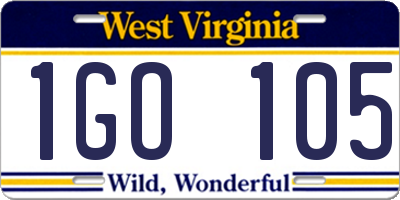 WV license plate 1GO105