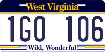 WV license plate 1GO106