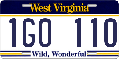 WV license plate 1GO110
