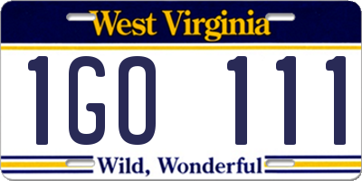 WV license plate 1GO111