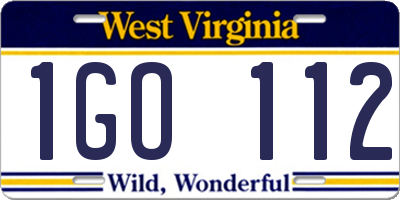 WV license plate 1GO112